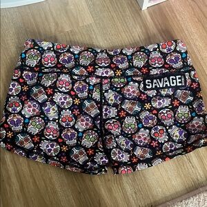 Savage Women's Multicolor Skull Pattern Shorts